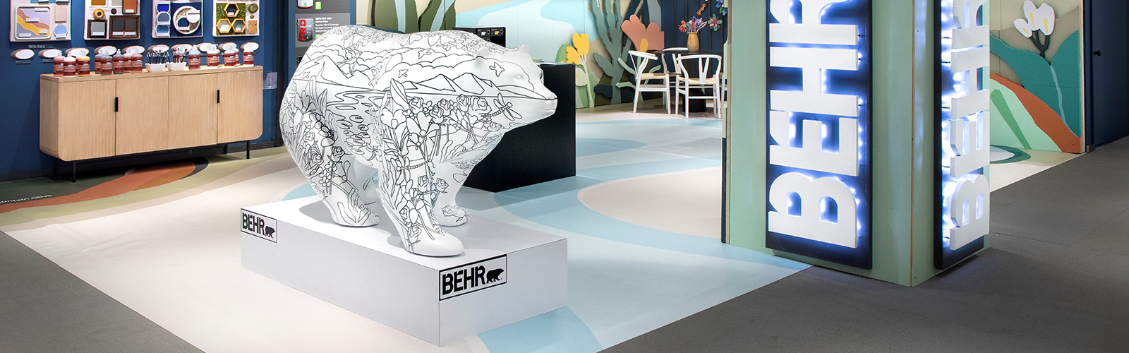 Wide image of a Behr Booth on a tradeshow floor