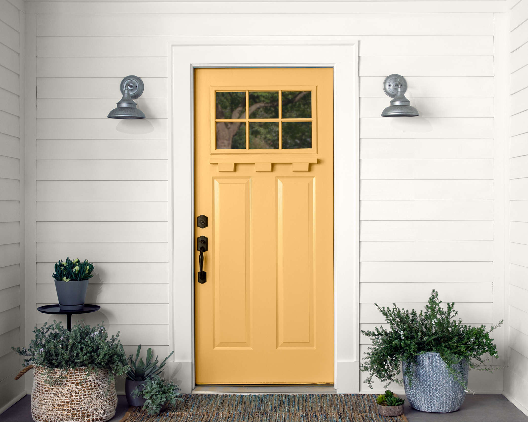 Front door featuring Behr color Celebration