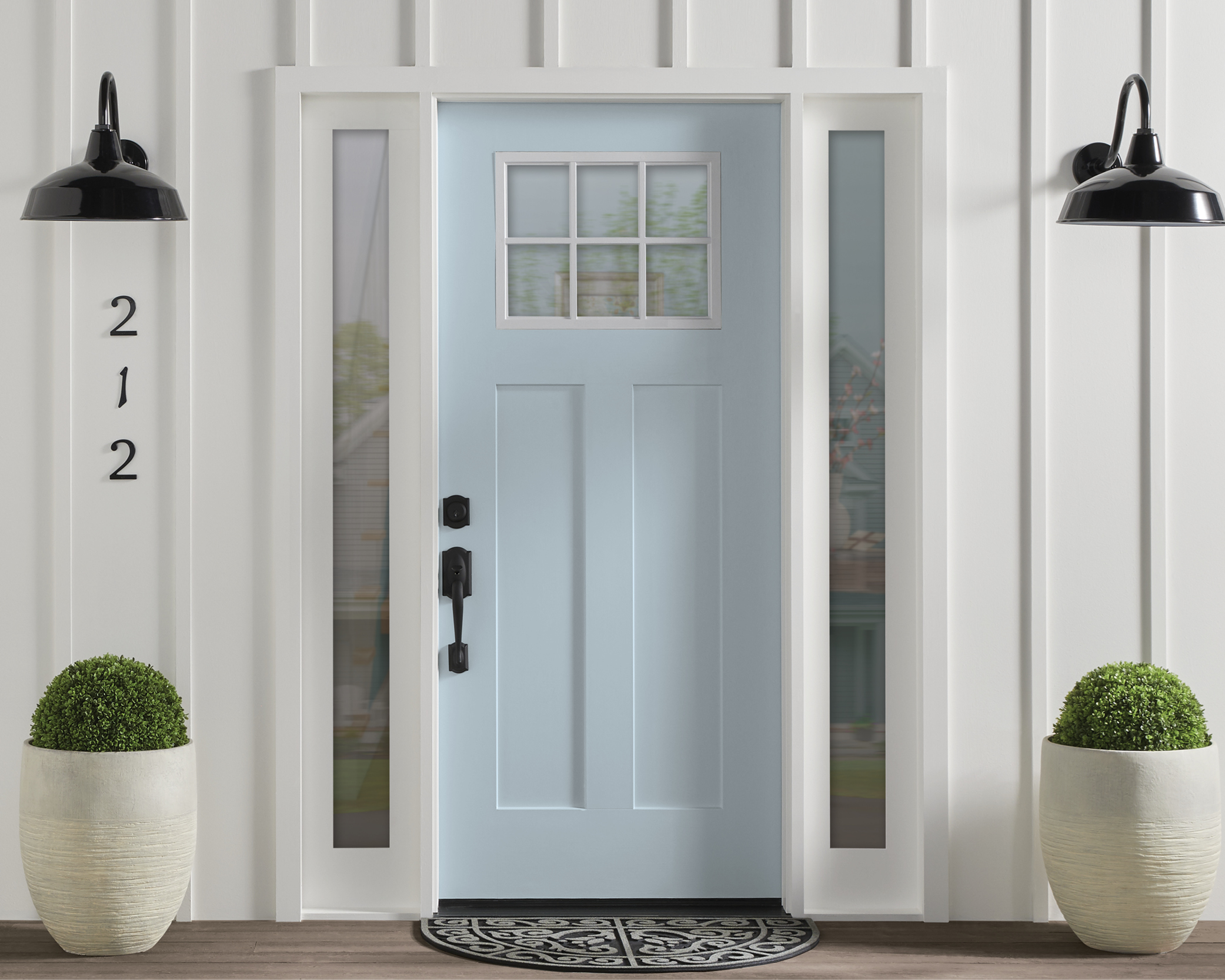 Front door featuring Behr color Half Sea Fog