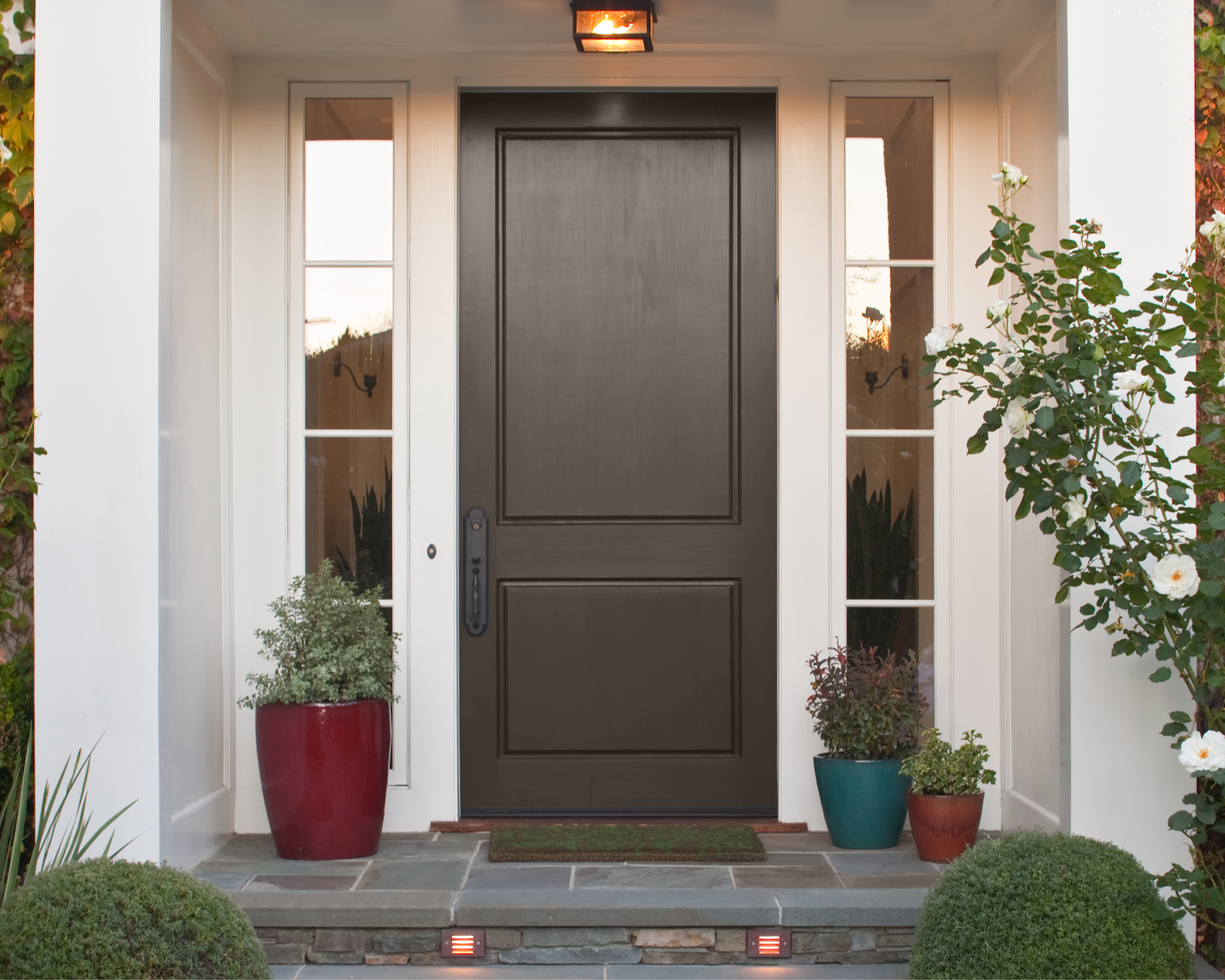 Front door featuring Behr color Dark Truffle