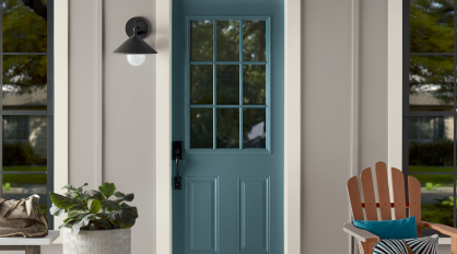 Front door featuring BEHR color Juniper Berries