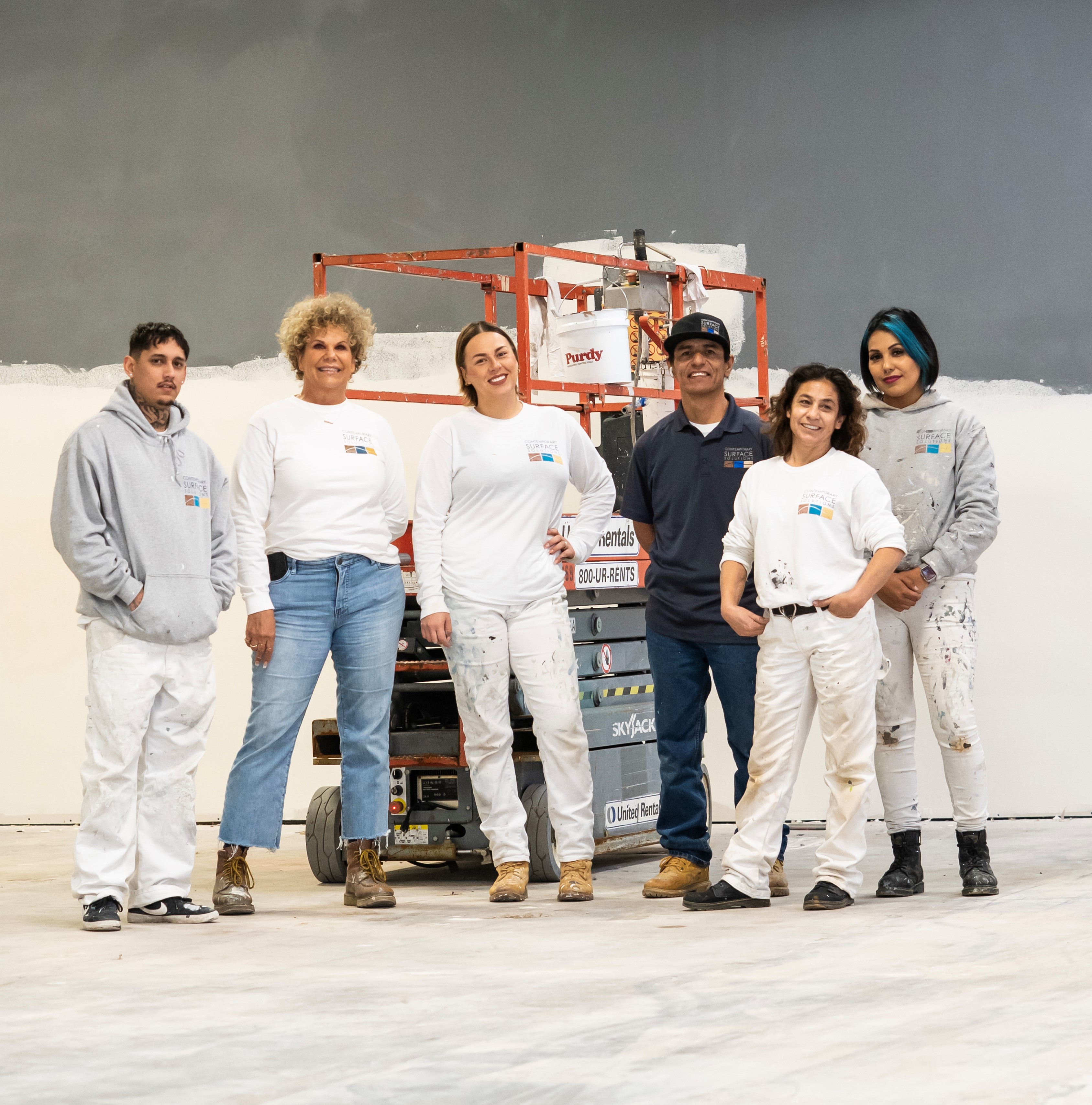 Gillian Nielsen of Contemporary Surface Solutions with her crew