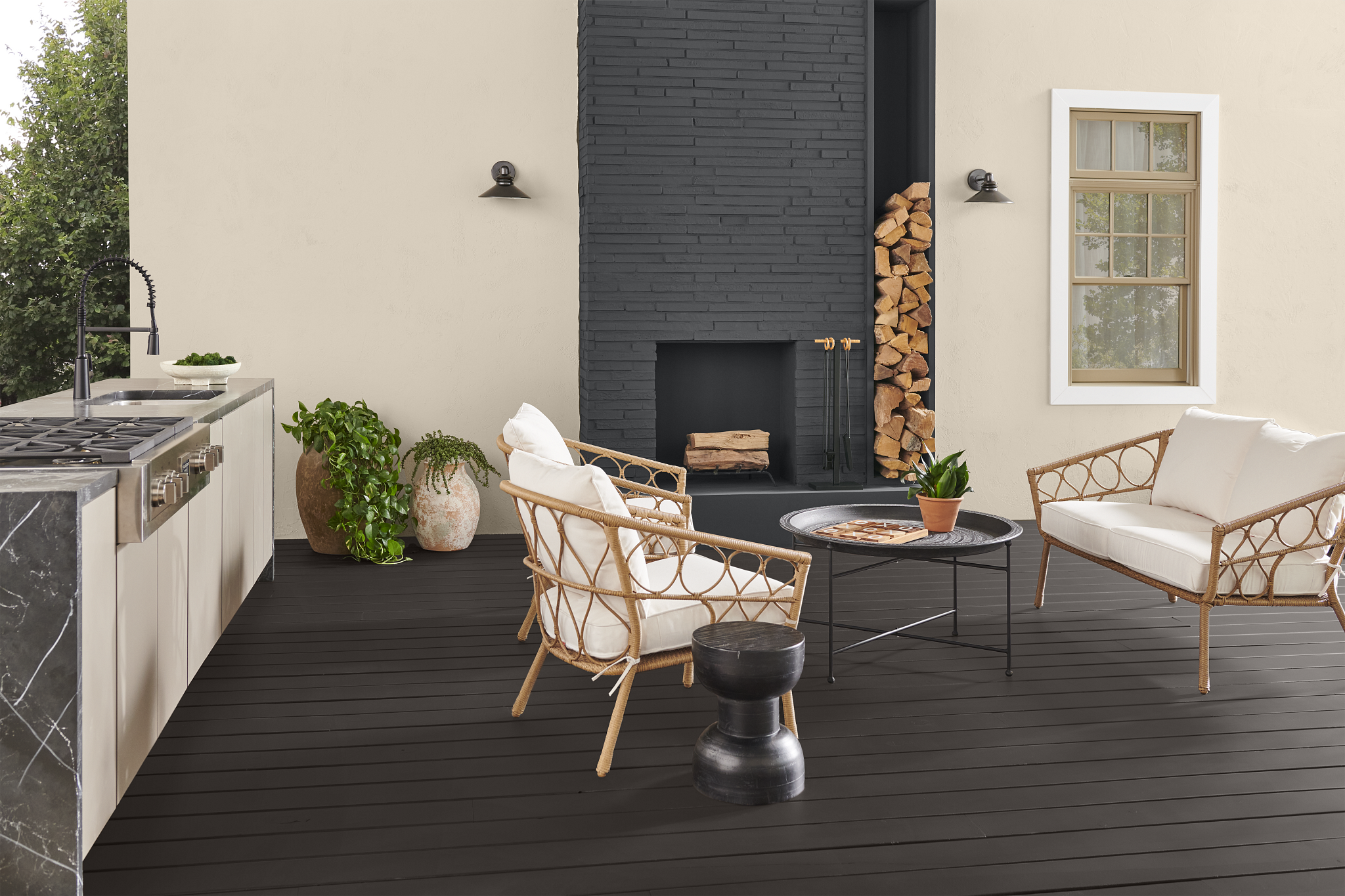 Outdoor deck stained with Cordovan Brown