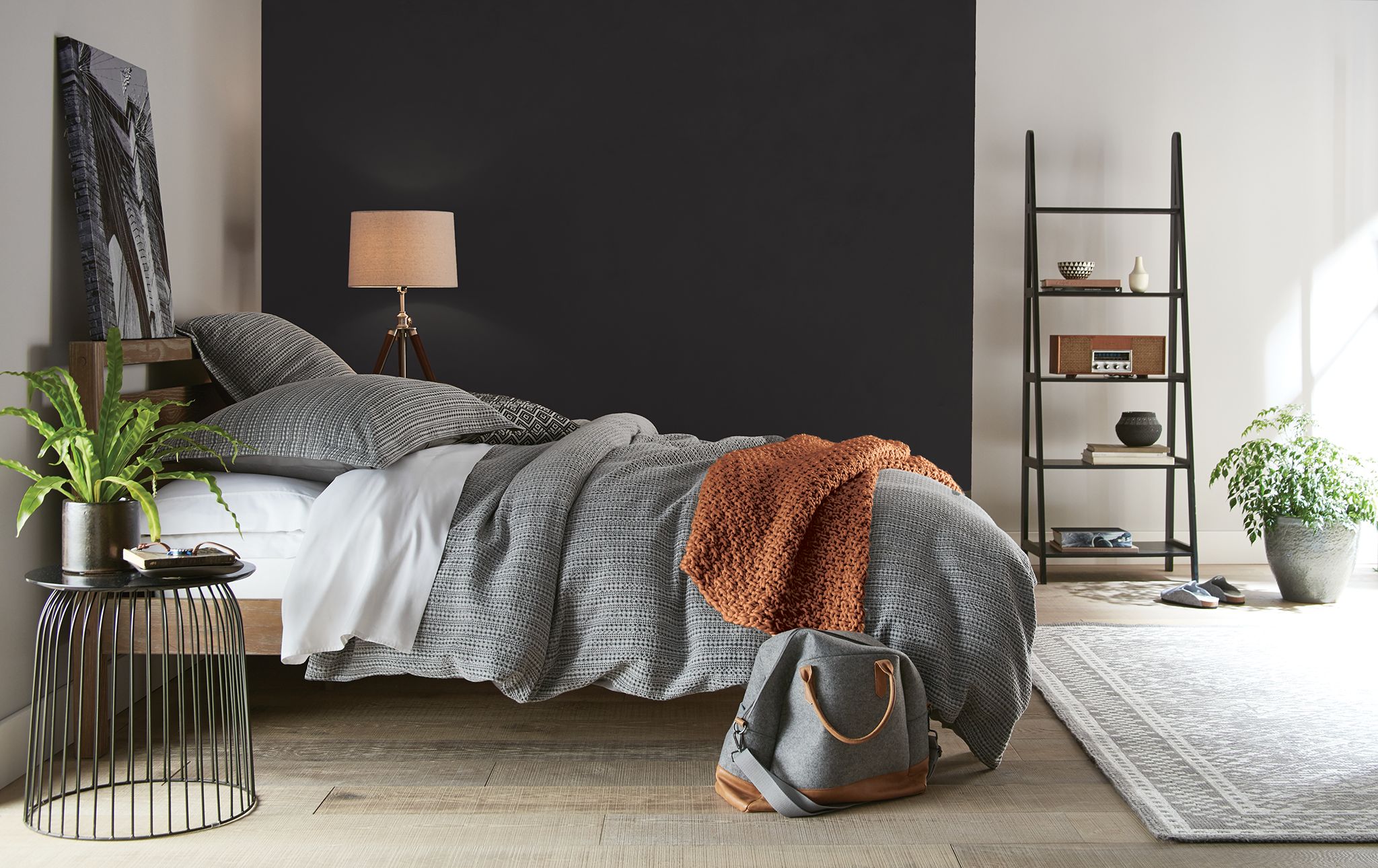 Accent Wall featuring BEHR BLACK Paint Color