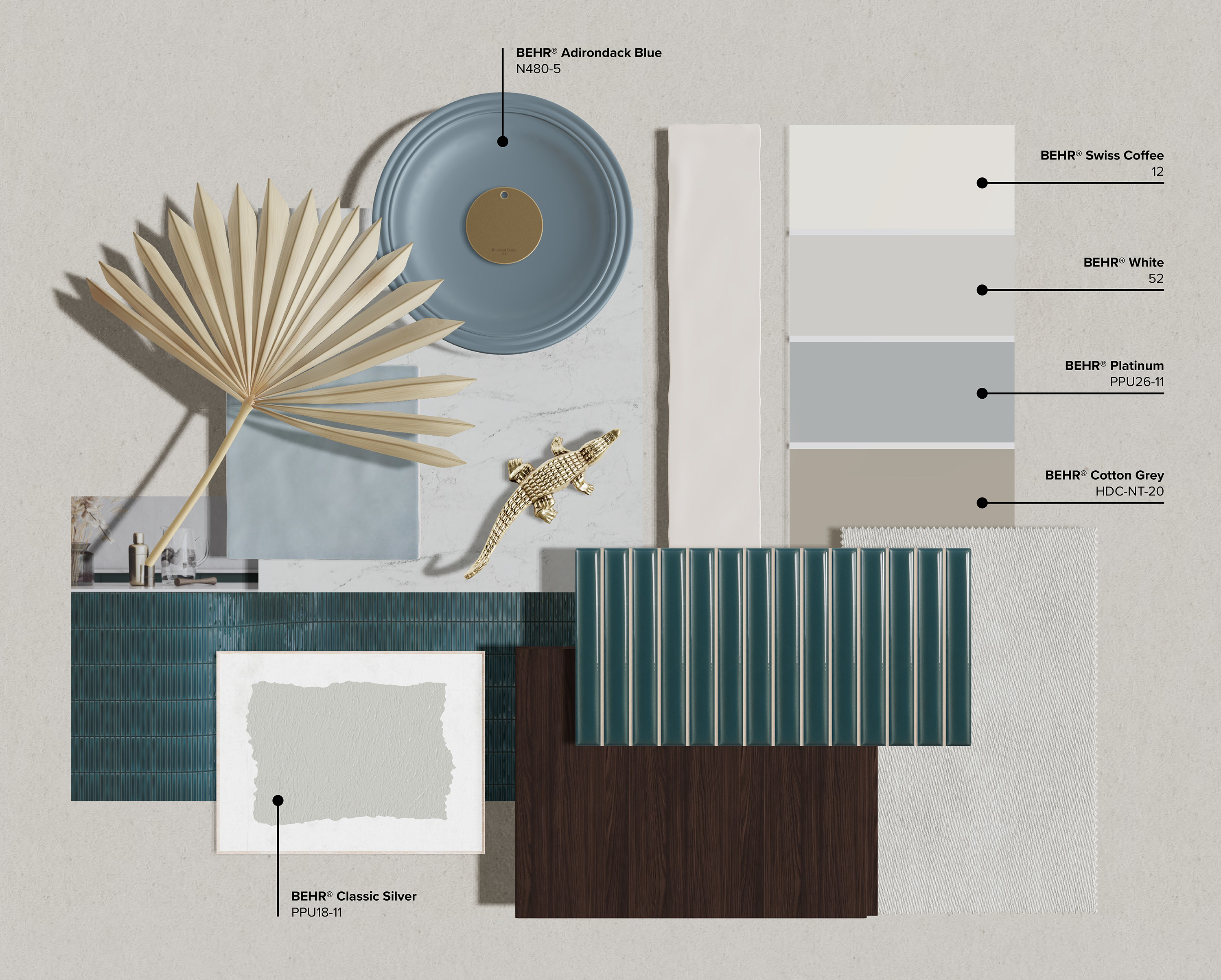 Mood Board featuring BEHR Adirondack Blue