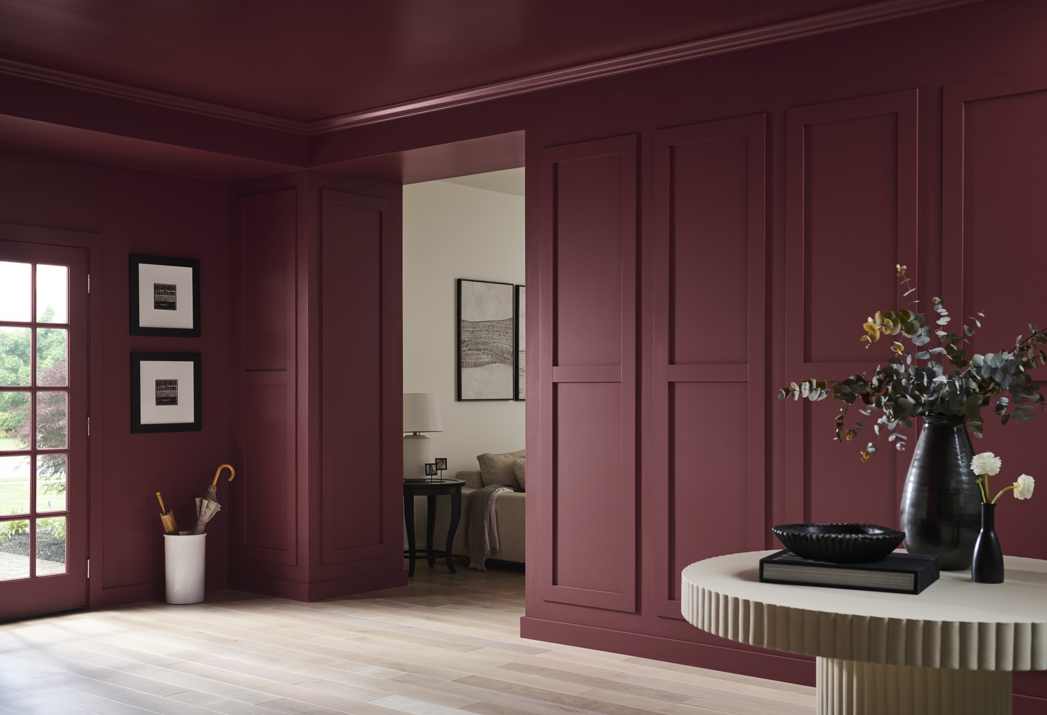Residential space with color-drenched walls in various sheens